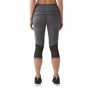 Lululemon Gear Up Crop (17") Heathered Black + Solid Black‎ Leggings